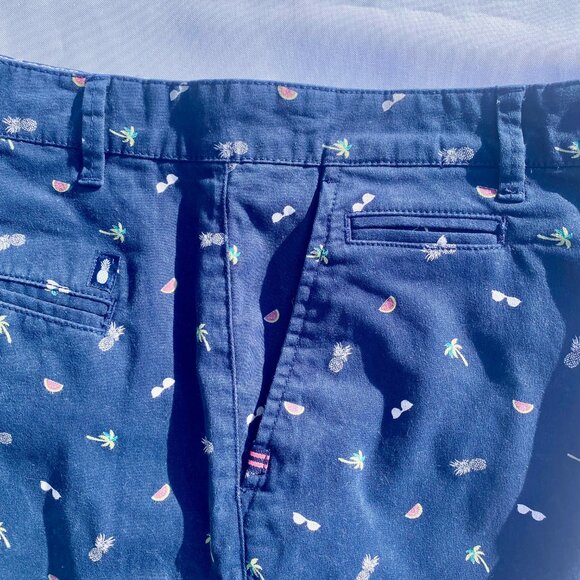 Denim & Flowers Ricky Singh Men's Stretch Navy Flat Front Hawaiian Shorts Sz 34 - Picture 7 of 9